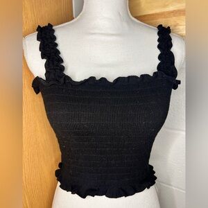 REFORMATION Leonore Crop Tank Top Smocked Ruffle Size Medium